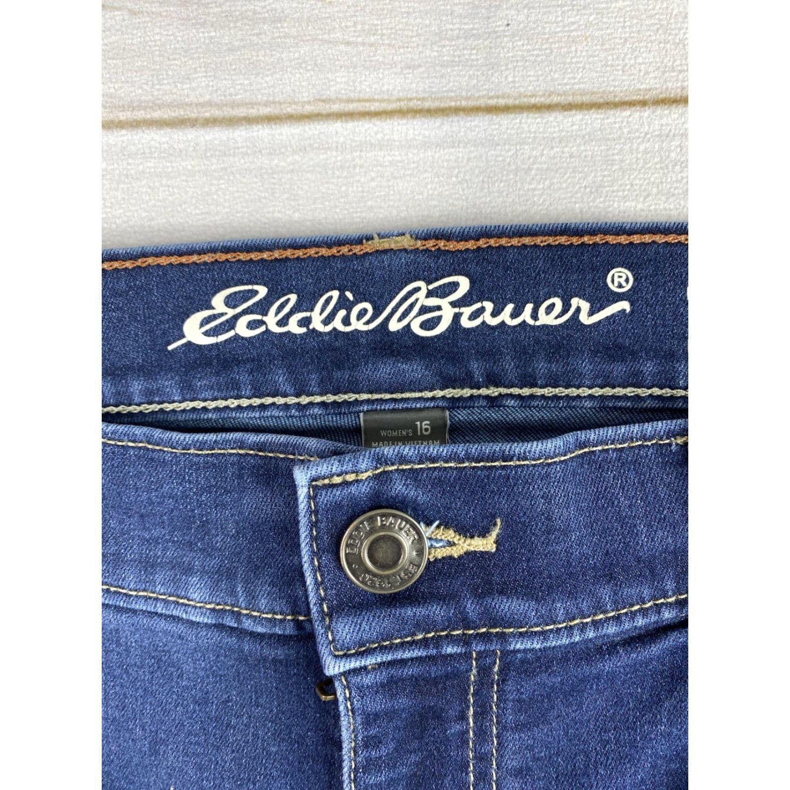 Eddie Bauer Eddie Bauer Jeans Womens 16 5-Pocket Skinny Mid Rise Denim Cotton Blend Spandex Stretch Blue XS-XL? Size 34" / US 12 / IT 48 - 3 Thumbnail