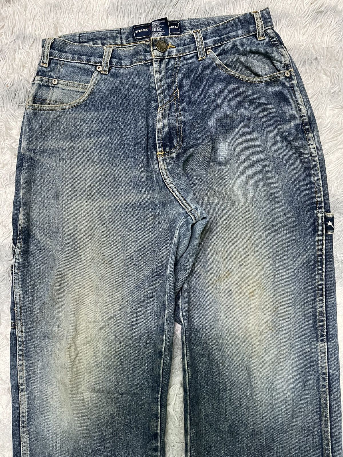 Phat Farm × Vintage 90s PHAT FARM BAGGY CARPENTER DISTRESSED DENIM Size US 31 - 4 Thumbnail