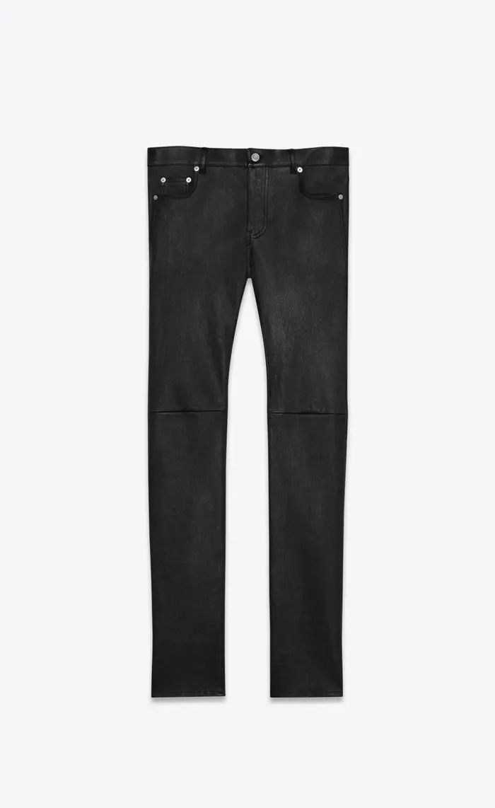 Saint Laurent Paris oc11z1225 Skinny Pants in Stretch Grained Leather Black Size US 40 / EU 56 - 1 Thumbnail