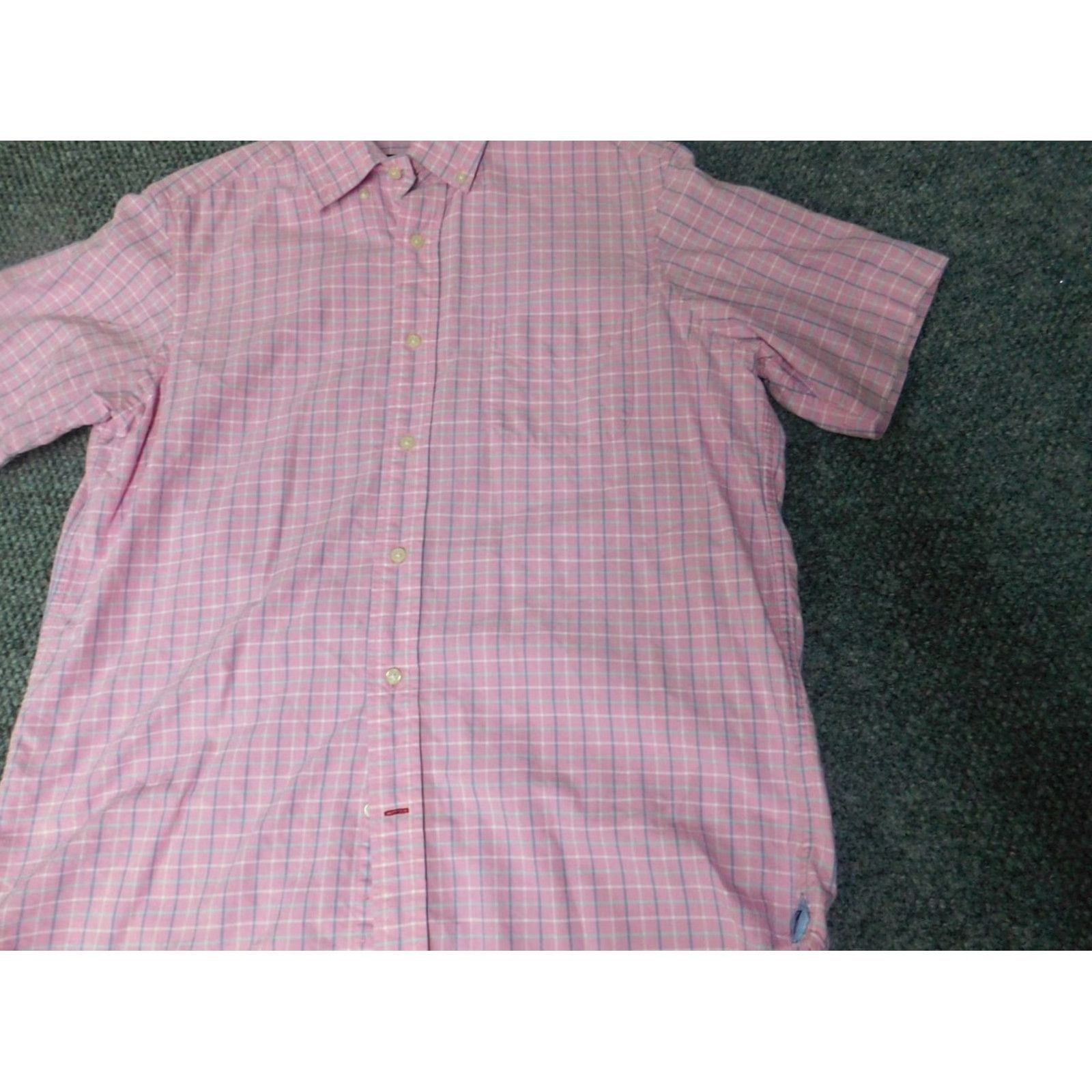 Cremieux Cremieux Shirt Mens Medium Pink Plaid Button-Down Knit Cotton Short Sleeve Collared Pocket Classic Size US M / EU 48-50 / 2 - 3 Thumbnail
