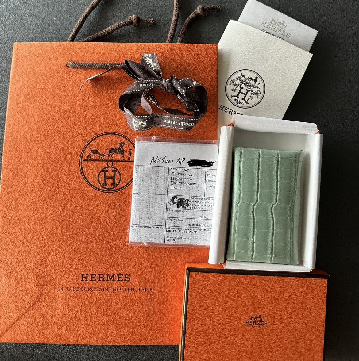 Hermes Super Rare Brand New Hermes Matte Croc 🐊 Calvi Wallet Size ONE SIZE - 8 Thumbnail