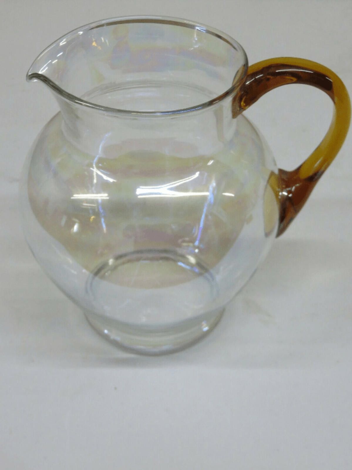 The Unbranded Brand Vintage Large Amber And Clear Glass Water Jug 7 1/2" Size ONE SIZE - 1 Thumbnail