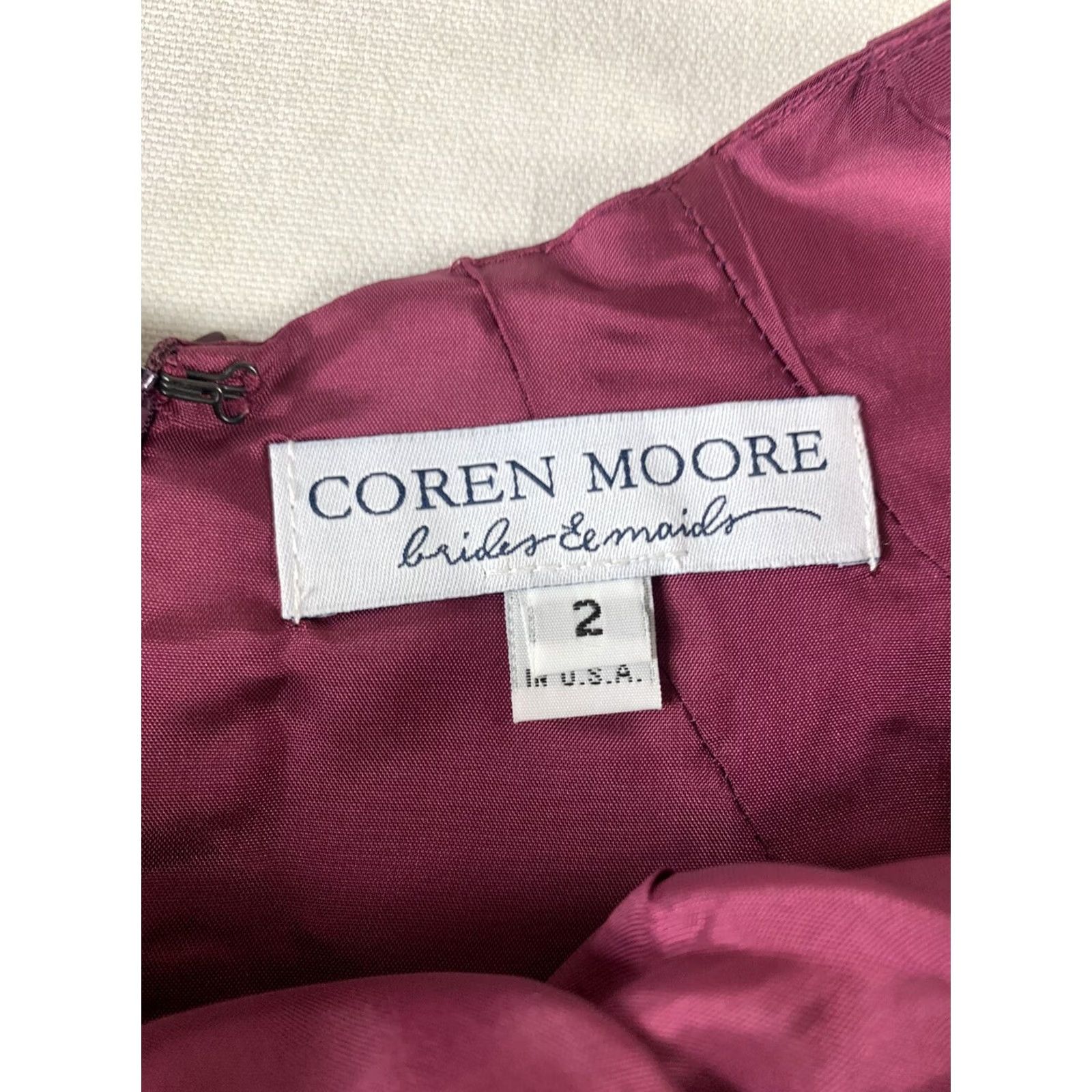 MooRER COREN MOORE BRIDES & MAIDS DRESS Womens Size 2 Burgundy Made in USA A-Line Sleeveless Long Dress Size XS / US 0-2 / IT 36-38 - 7 Thumbnail