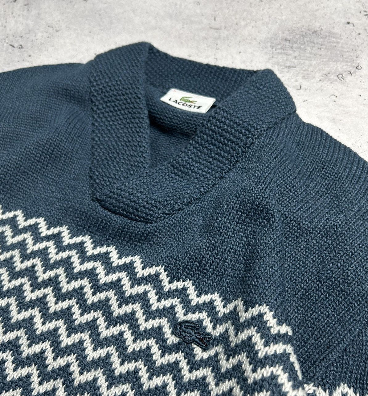 Lacoste × Vintage Vintage Lacoste Knitted V Neck Pattern Sweater Size US L / EU 52-54 / 3 - 4 Thumbnail