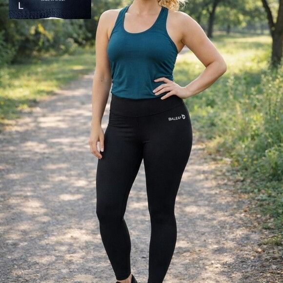 Other Baleaf High Waisted Black Athletic Leggings size L Size 31" - 1 Thumbnail