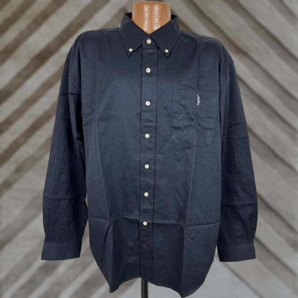 Vintage CAVEMAN COTTON TWILL BUTTON-DOWN SHIRT MEN L TALL NAVY LONG SLEEVE CASUAL MENS Size US L / EU 52-54 / 3 - 1 Thumbnail