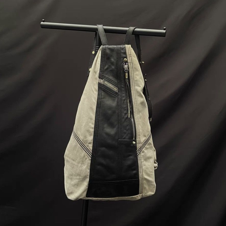 image of Vintage Diesel 2Way Denim Backpack With Leather Patchwork in Black, Men's