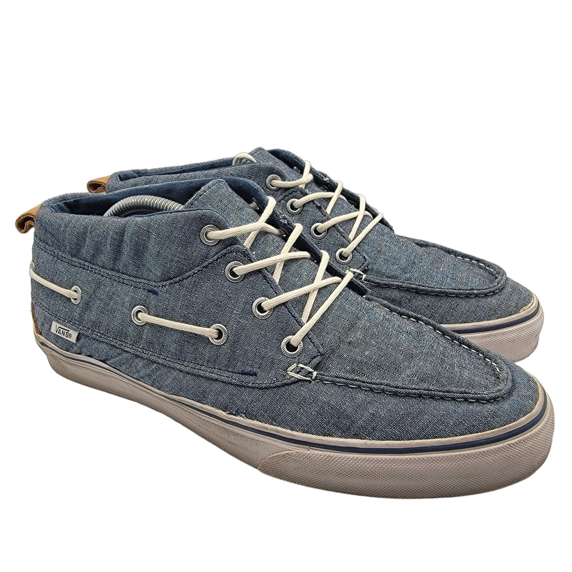 Vans California Mens 12 Blue Denim Boat Shoes Low Top Casual