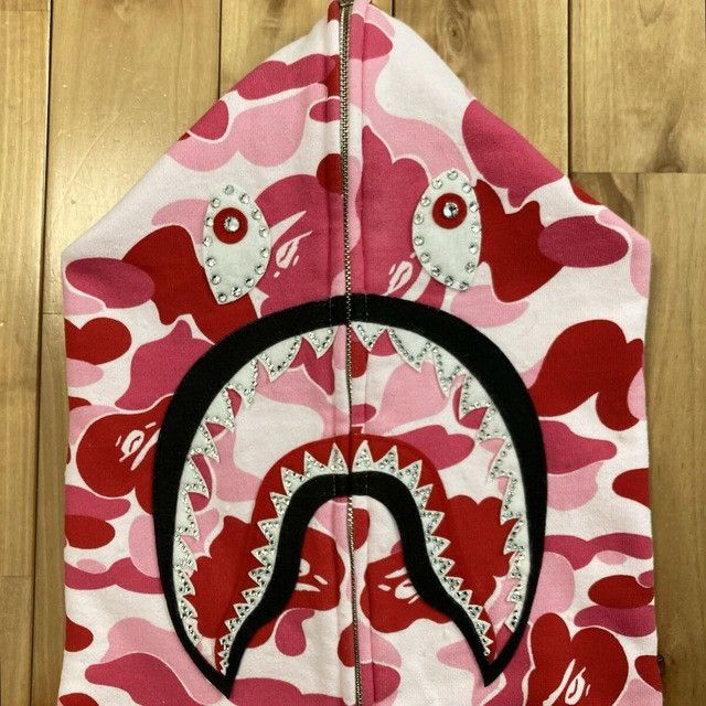 Bape BAPE ABC Camo Pink Crystal Stone Shark Full Zip Hoodie APE Size US XL / EU 56 / 4 - 3 Thumbnail