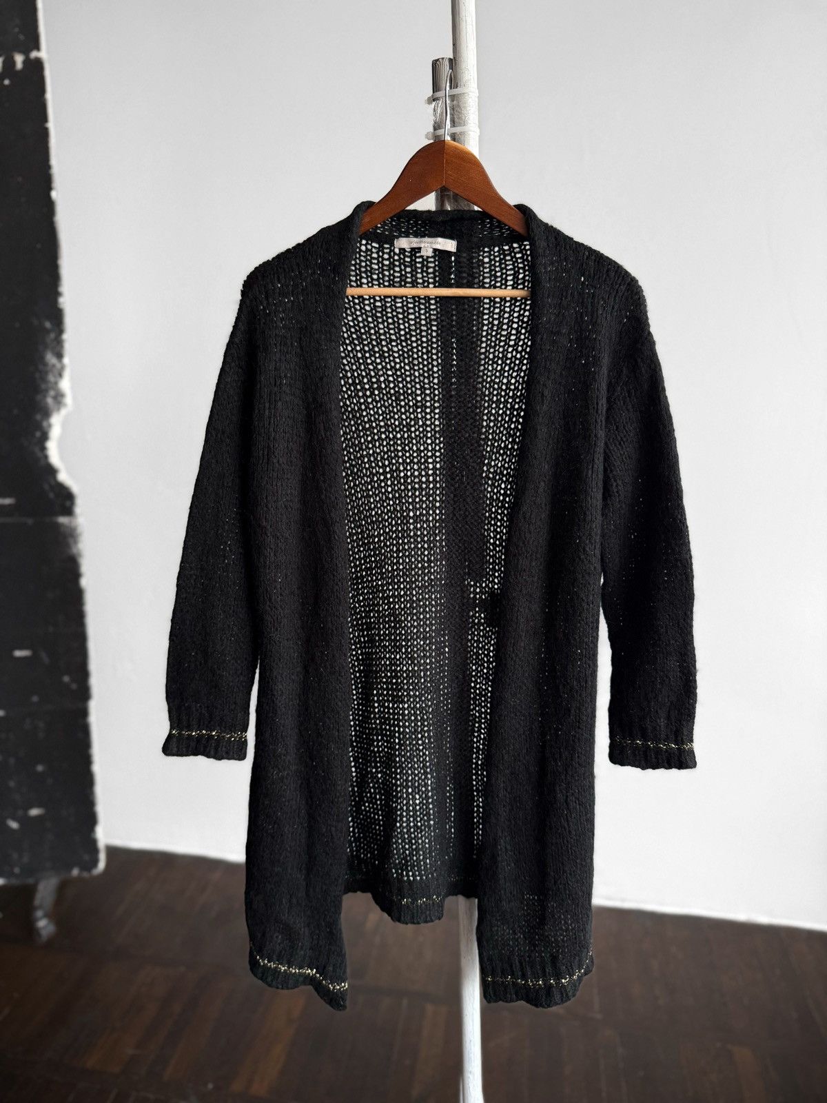 Other La Fee Maraboutee Womens Black Long Open Front Knit Cardigan Size S / US 4 / IT 40 - 3 Thumbnail