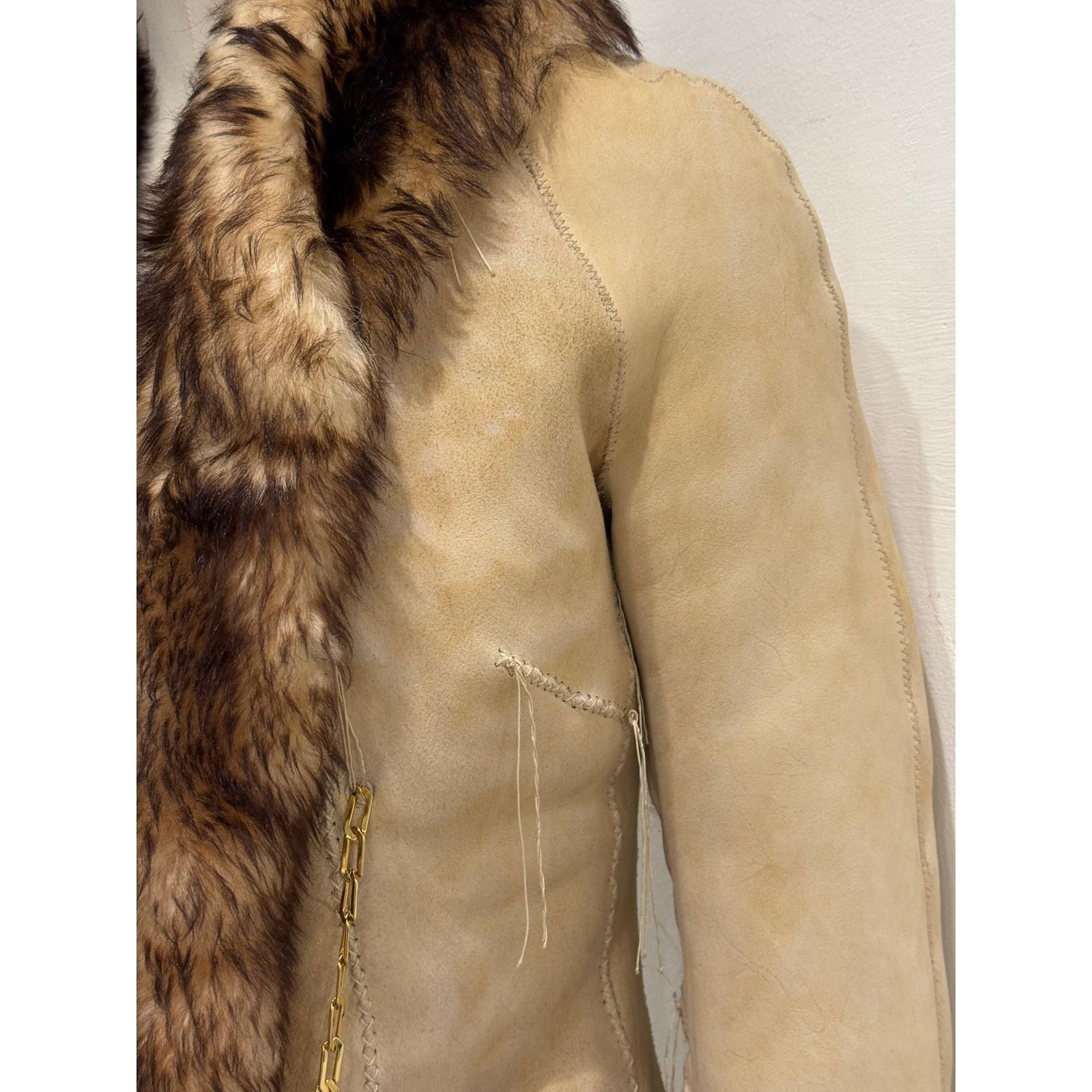 Roberto Cavalli 2000s Roberto Cavalli Shearling leather jacket with chains Size M / US 6-8 / IT 42-44 - 6 Thumbnail