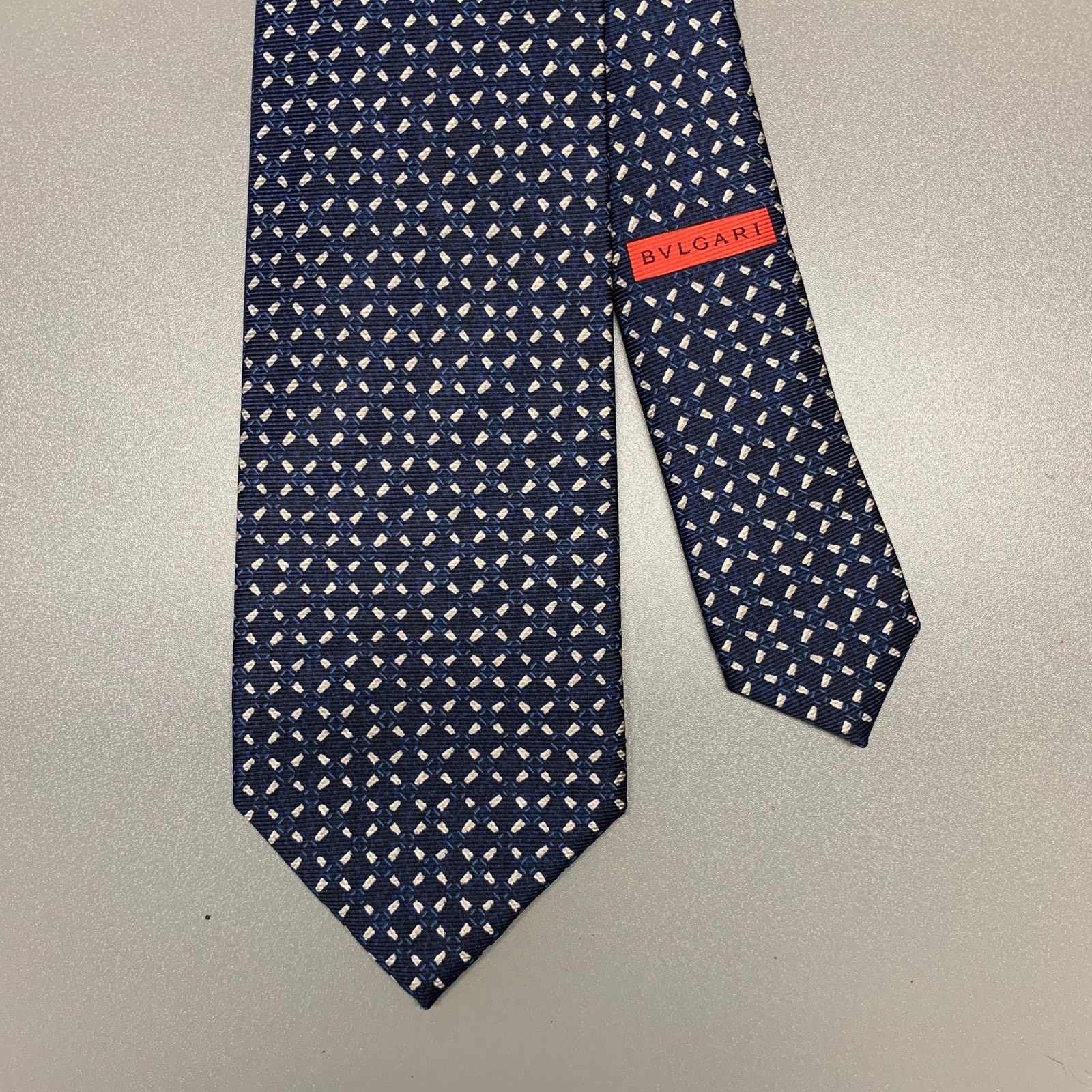 Bvlgari BVLGARI Navy White Polka Dot Silk Tie Size ONE SIZE - 1 Thumbnail