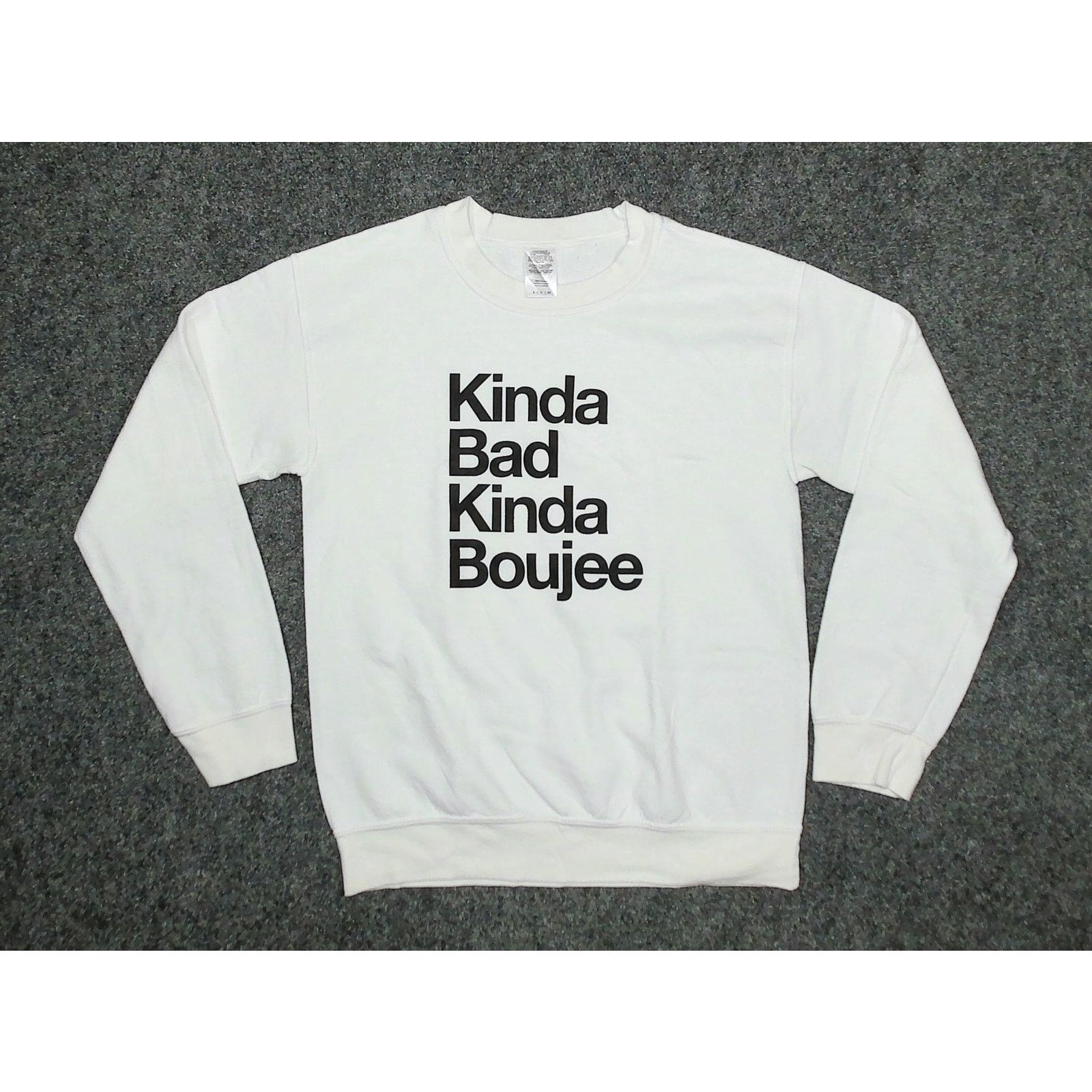 Gildan 2010s Kinda Bad Kinda Boujee Boxy White Sweatshirt Size S / US 4 / IT 40 - 3 Thumbnail