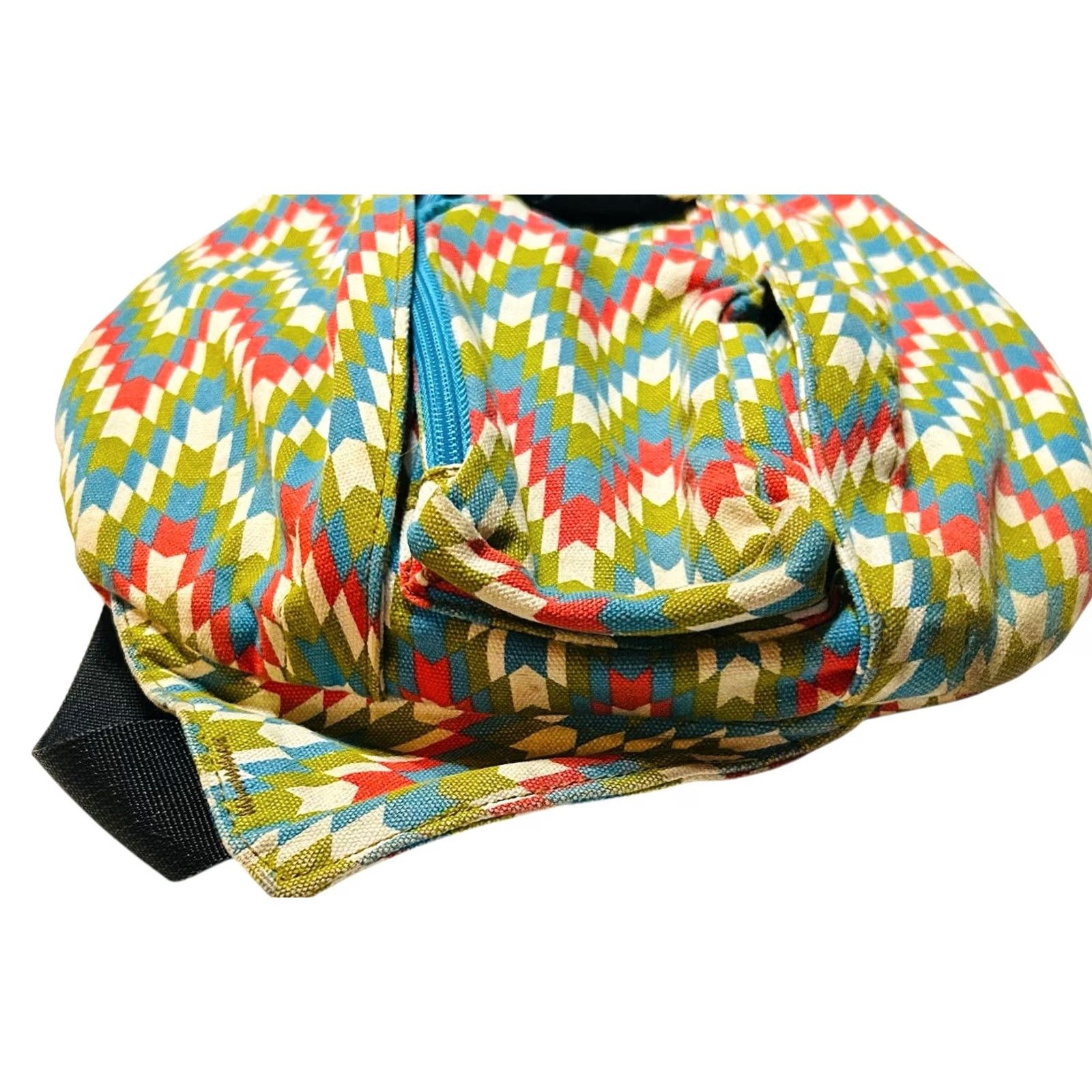 KAVU KAVU Rope Bag Original Cotton Shoulder Crossbody Sling Backpack Garden Tile Crossbody Bag Womens Medium Multicolor Chevron Pattern Size ONE SIZE - 6 Thumbnail