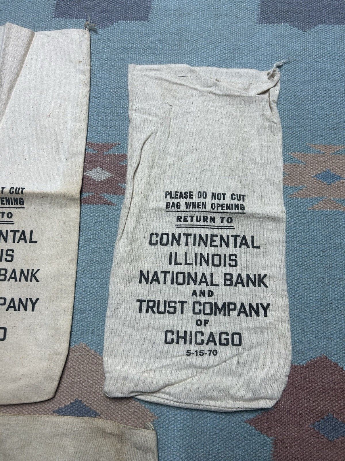 Vintage Lot of 3 Vtg canvas bank money bag Illinois bank of Chicago Size ONE SIZE - 5 Thumbnail