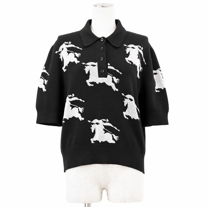 Burberry Burberry Burberry London Equestrian Knight Design Cotton Silk Knit Polo Shirt Cotton Tops DUTY FREE for USA Size ONE SIZE - 1 Thumbnail