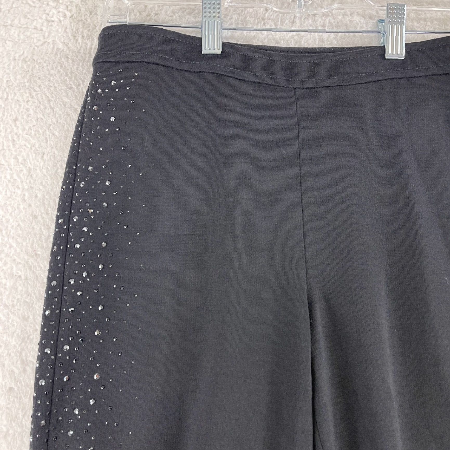 St. John St. John Black Studded Embellished Pants Womens Small Mid-Rise Stretch Regular Skinny Front Flat Back Slit Size 28" / US 6 / IT 42 - 4 Thumbnail