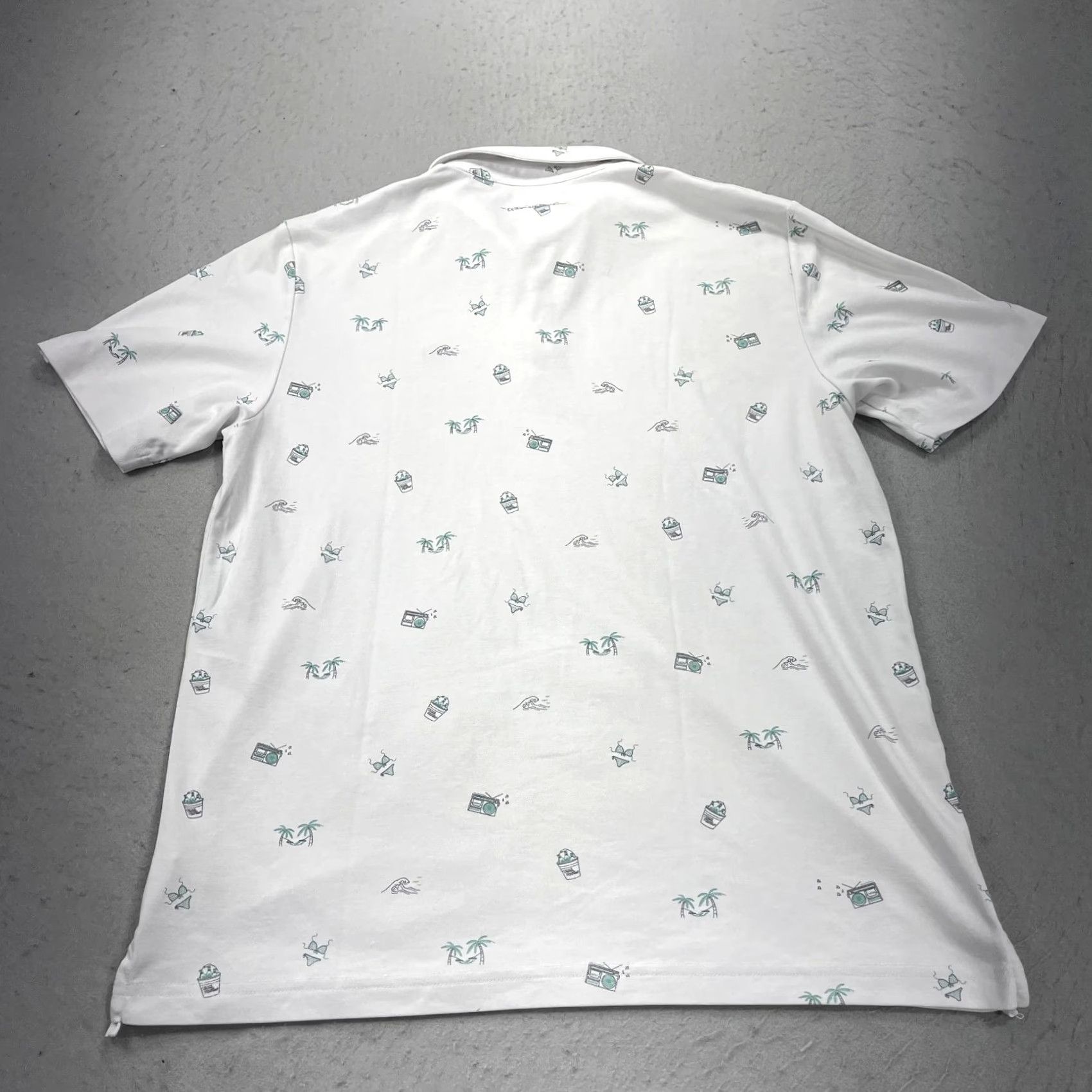 TravisMathew Travis Mathew Polo Shirt Mens L White Golf Casual AOP Flower Hawaiian USA Logo Button Collar Short Sleeve Size US L / EU 52-54 / 3 - 5 Thumbnail