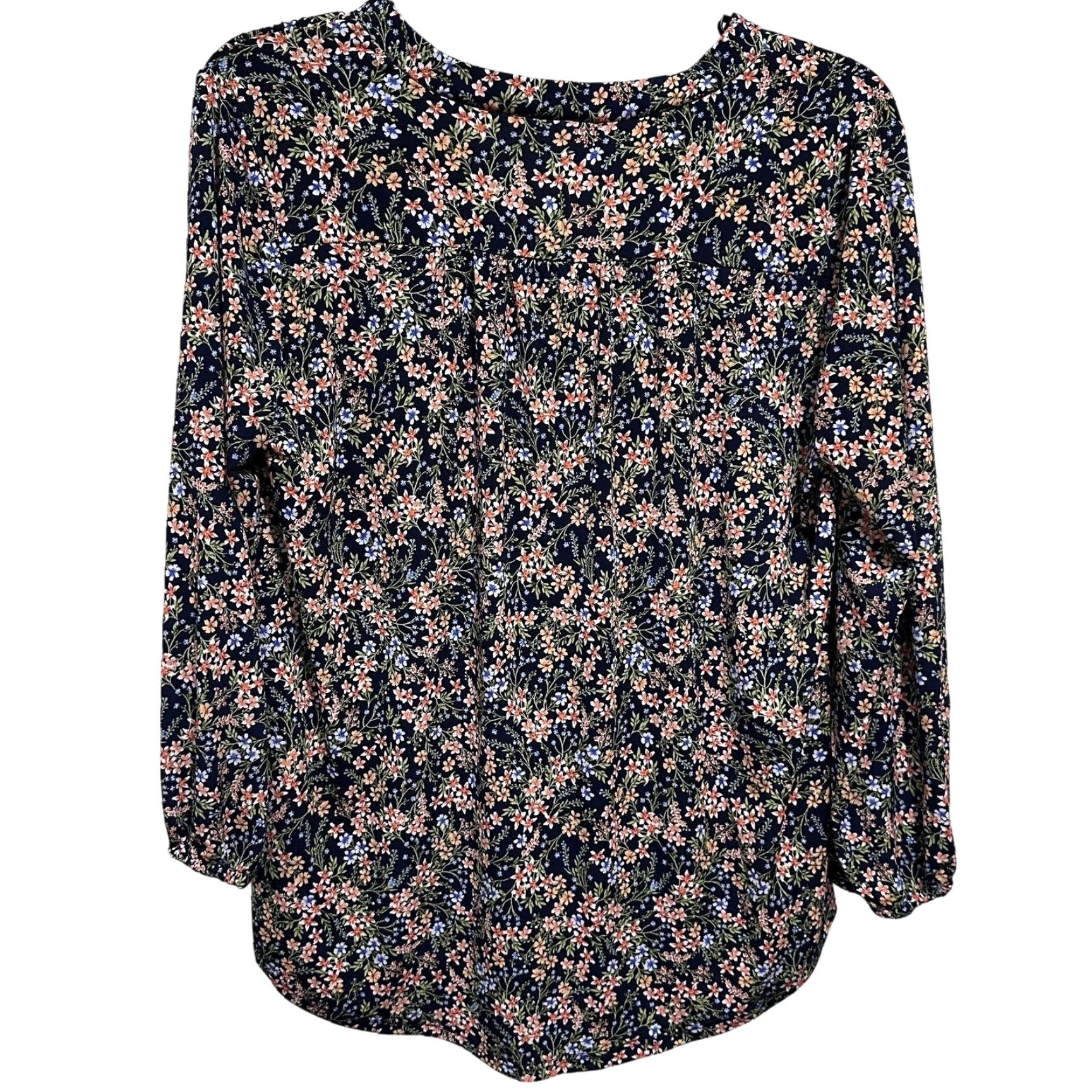 Vince Camuto Vince Camuto Blouse S Blue Floral V-Neck Long Sleeve Feminine Womens Shirt Clothing Size S / US 4 / IT 40 - 3 Thumbnail