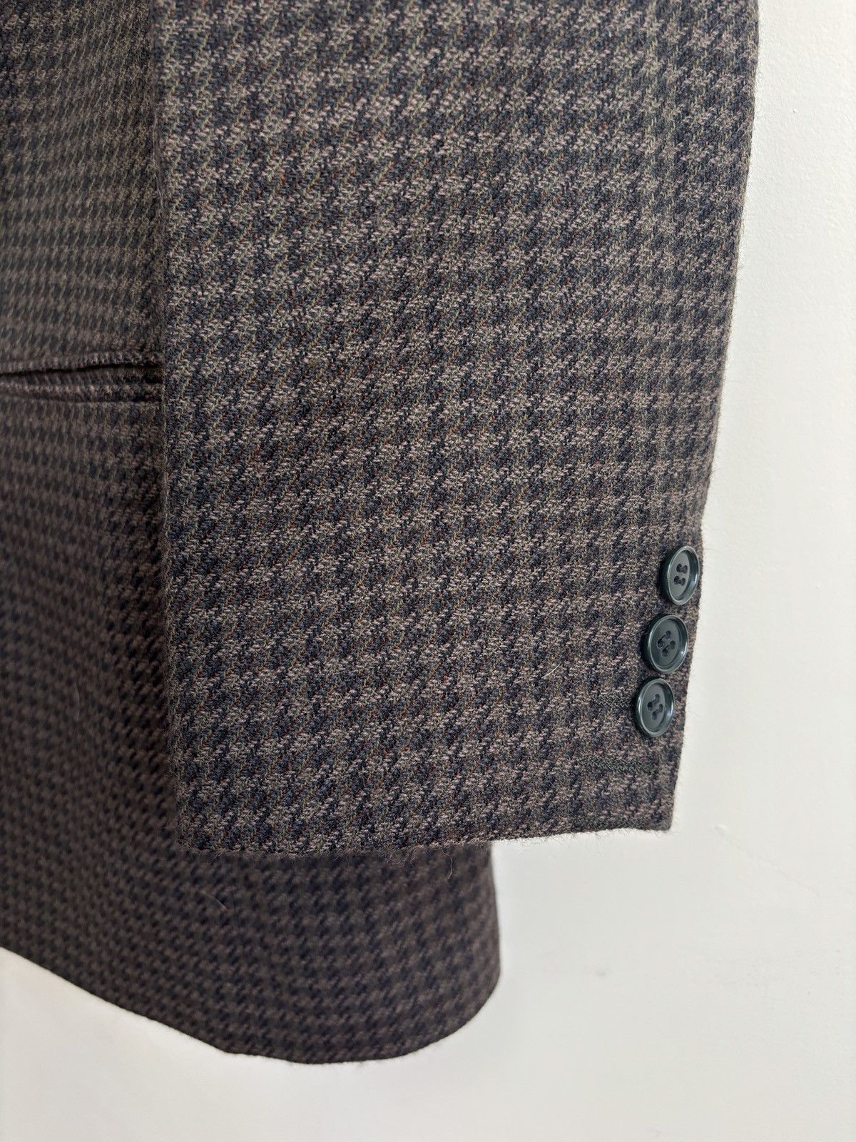 Yves Saint Laurent Yves Saint Laurent Sport Coat Mens Brown Houndstooth Blazer Size 40R - 7 Thumbnail