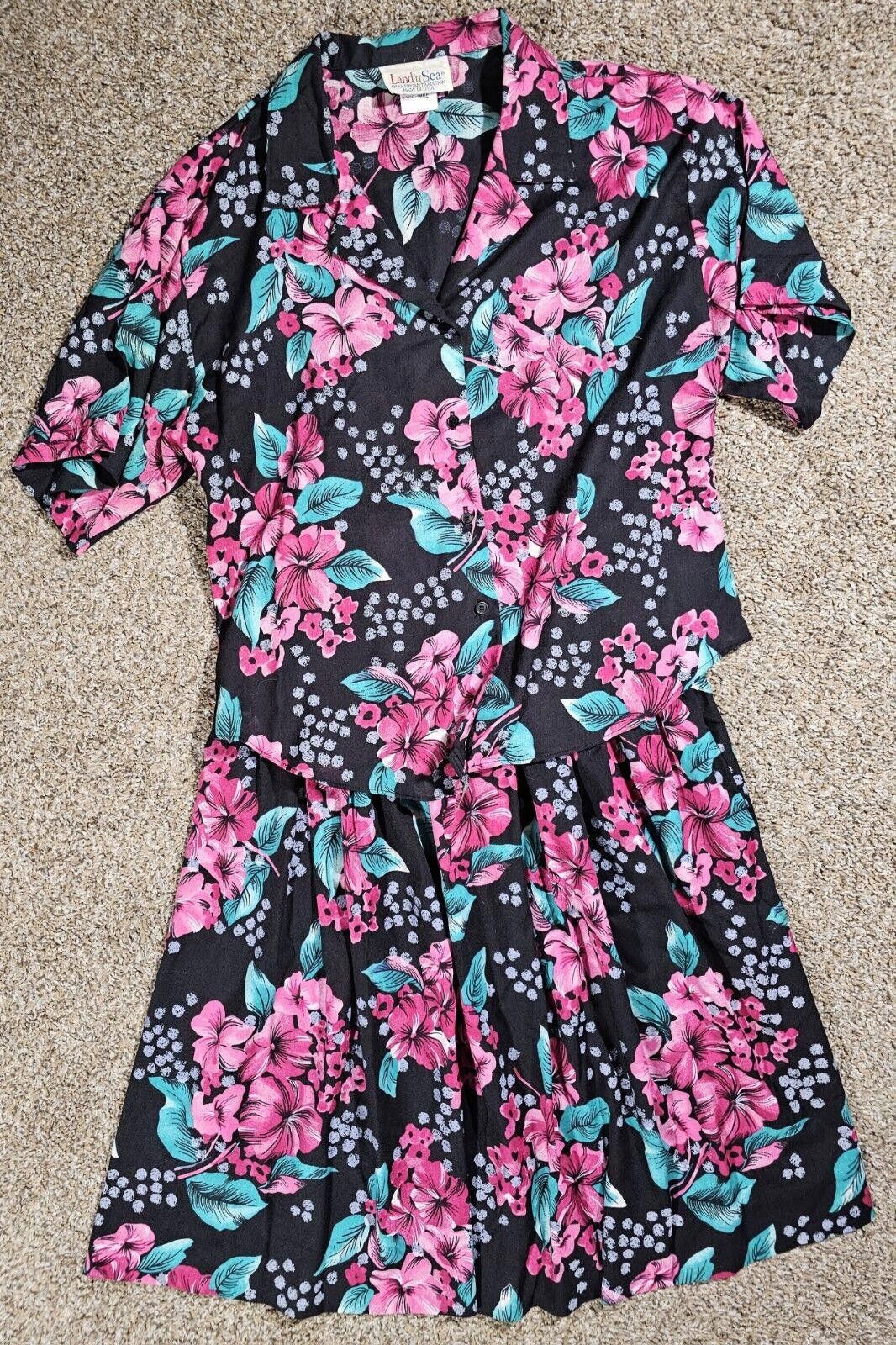 Designer Vintage Land n sea Medium skirt Small Shirt Floral 2 Pieces Size 30" / US 8 / IT 44 - 1 Thumbnail