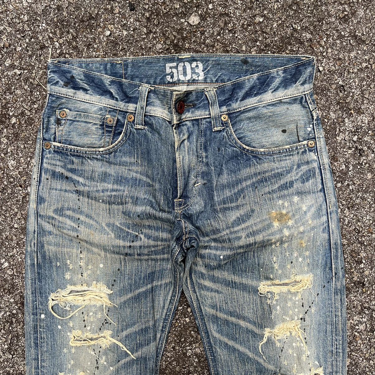 Hysteric Glamour Flare Jeans Vintage Paint Mudwash Distressed Edwin Blue Trip Size US 31 - 5 Thumbnail