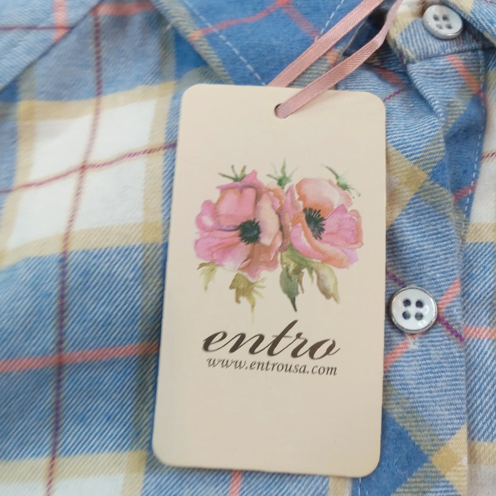Vintage Entro Top Womens Medium Blue Plaid Sleeveless Button Up Shirt Size M / US 6-8 / IT 42-44 - 6 Thumbnail