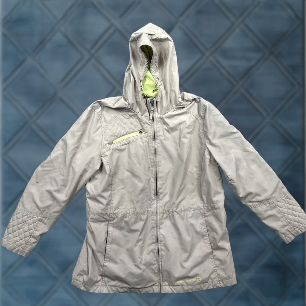 Free Country Free Country Rain Coat Jacket Womens Hooded XL Tan/Neon Yellow Rain Coat Zipper Polyester Coat Size XL / US 12-14 / IT 48-50 - 1 Thumbnail