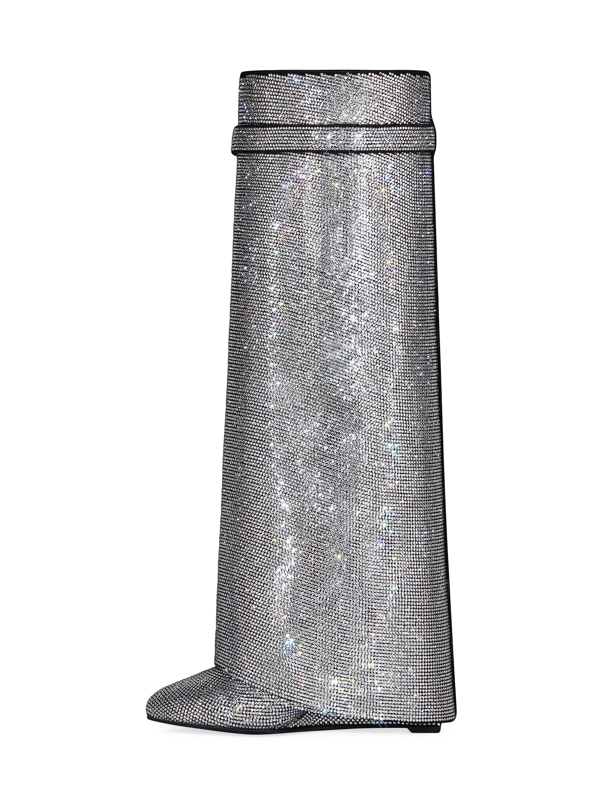 Givenchy o1srvl11e0325 Shark Lock Boots Wide Fit In Strass in Silver Size US 7.5 / IT 37.5 - 4 Thumbnail