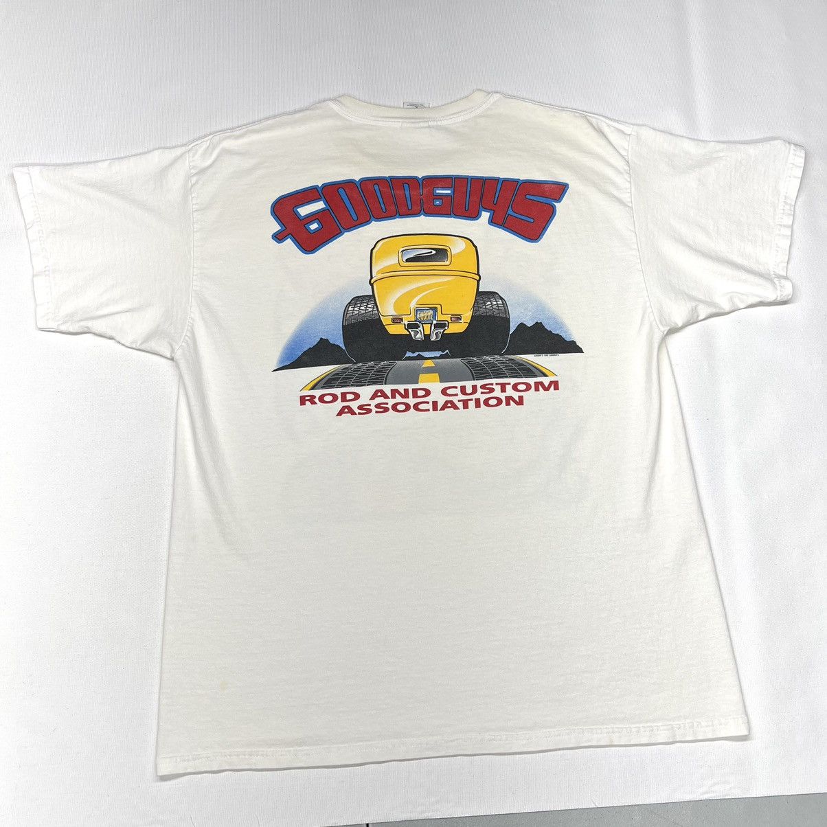 Gildan × Vintage VTG Car Hot Rod Tee Shirt White Classic Auto Retro Graphic Size US XL / EU 56 / 4 - 1 Thumbnail