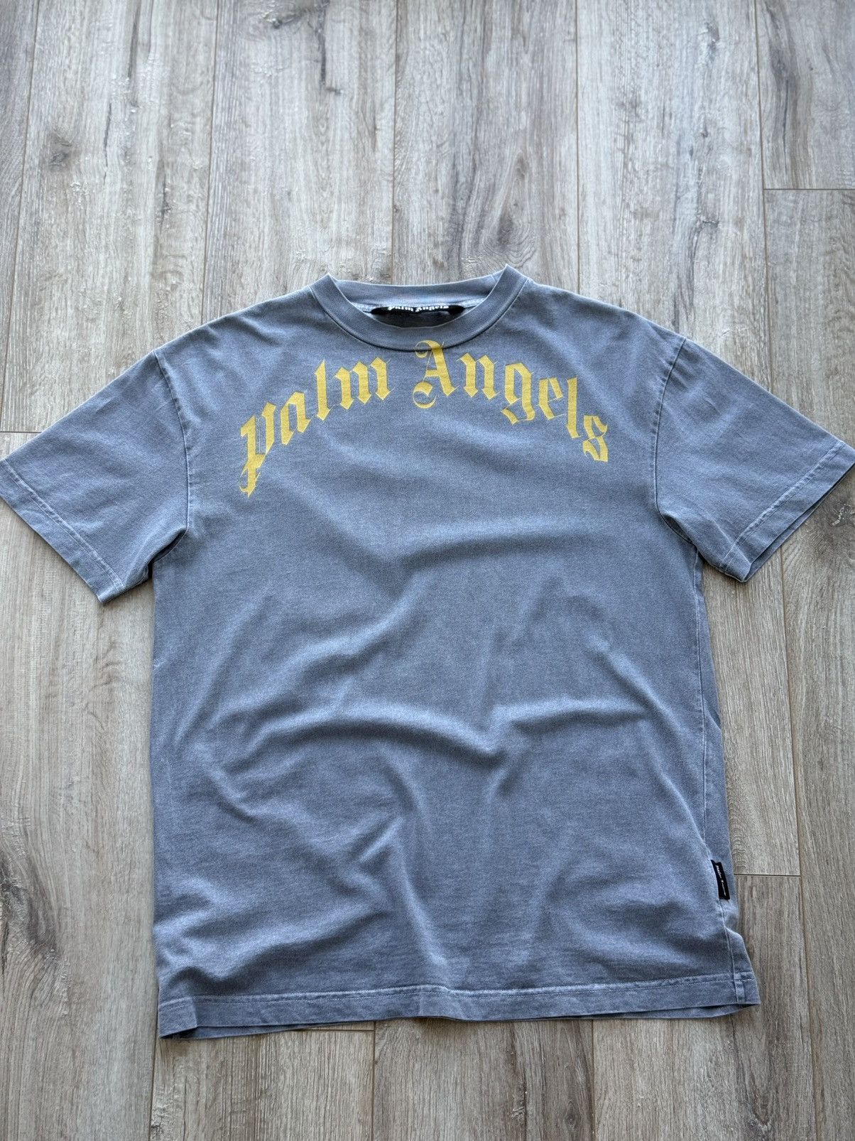 Palm Angels Palm Angels Medium Arched Logo Washed Vintage Grey Tee Size US M / EU 48-50 / 2 - 3 Thumbnail