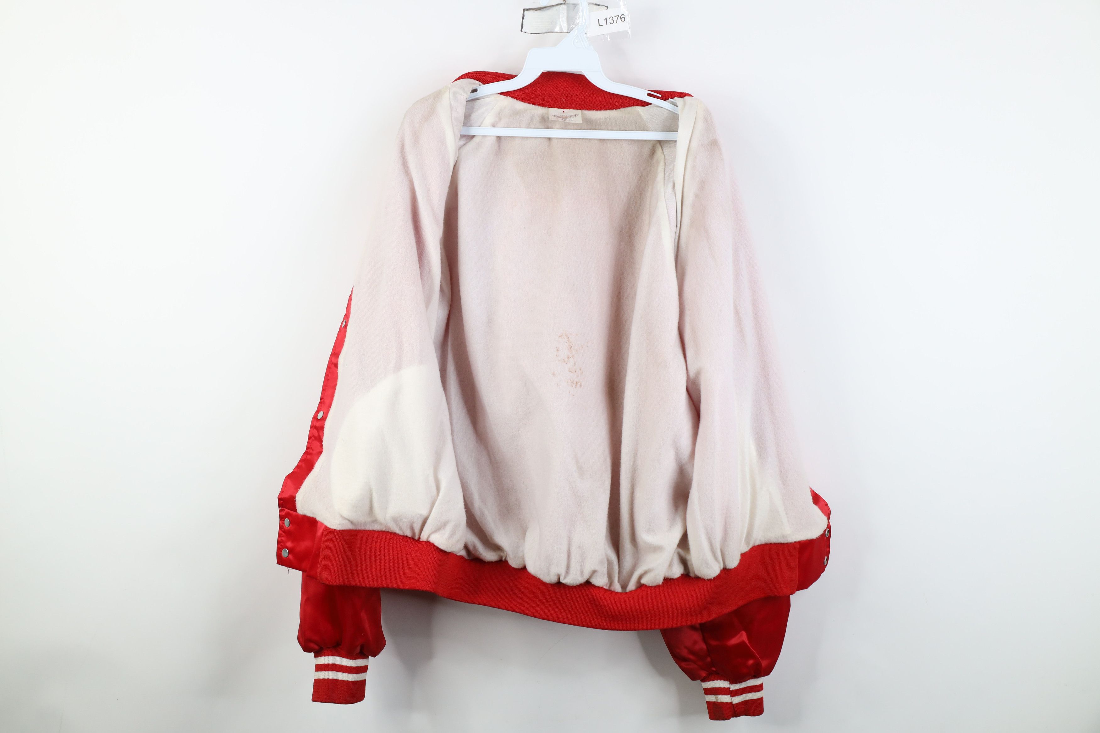 Vintage Vintage 80s Tupperware Star Lite Satin Bomber Jacket Red USA Size US XL / EU 56 / 4 - 10 Thumbnail