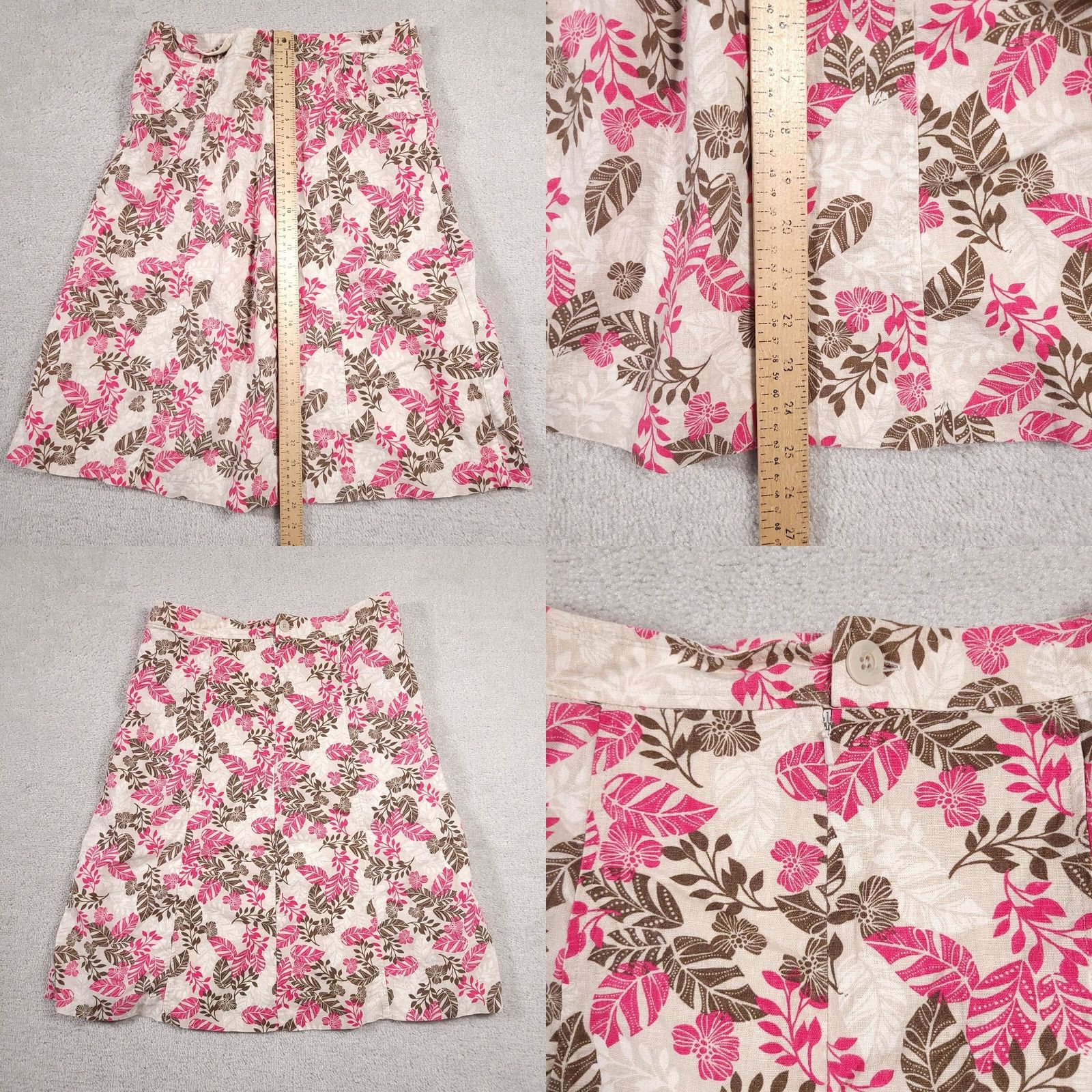 Vintage Christopher & Banks Skirt Women's 10 Floral Linen Blend Zip Lined Below The Knee Amazing Core Rules Size 32" / US 10 / IT 46 - 8 Thumbnail