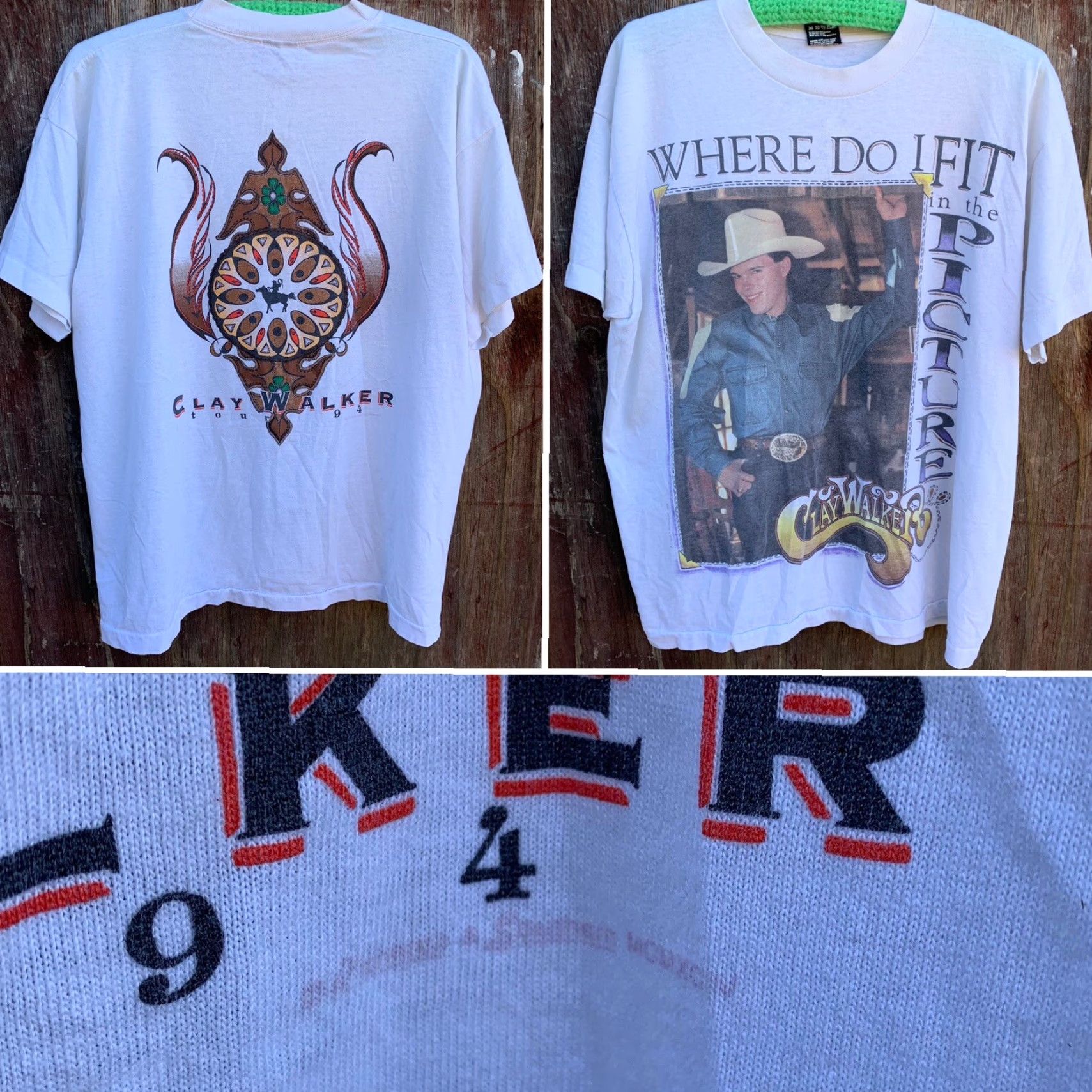 Fruit Of The Loom VINTAGE Clay Walker where do I fit in the picture tour 1994 band concert tee XL Size US XL / EU 56 / 4 - 5 Thumbnail