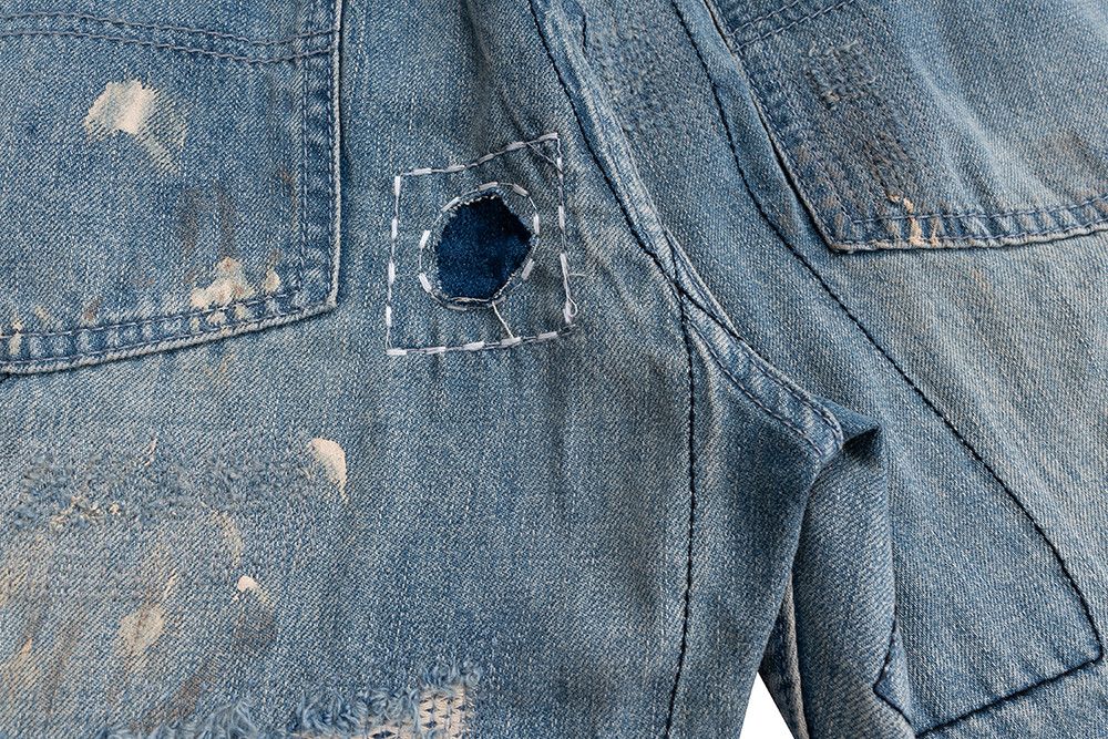Japanese Brand High Street Hole Distressed Splash Ink Baggy Size US 35 - 13 Thumbnail
