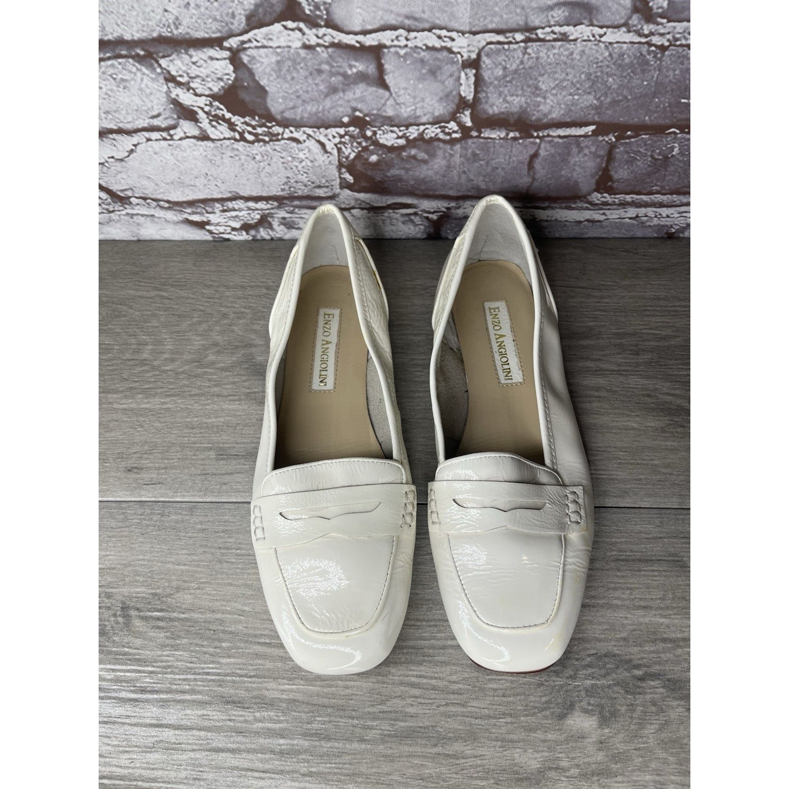 Enzo Bonafe Enzo Angiolini Ealento White Patent Leather Slip-On Loafers Size US 6.5 / IT 36.5 - 1 Thumbnail