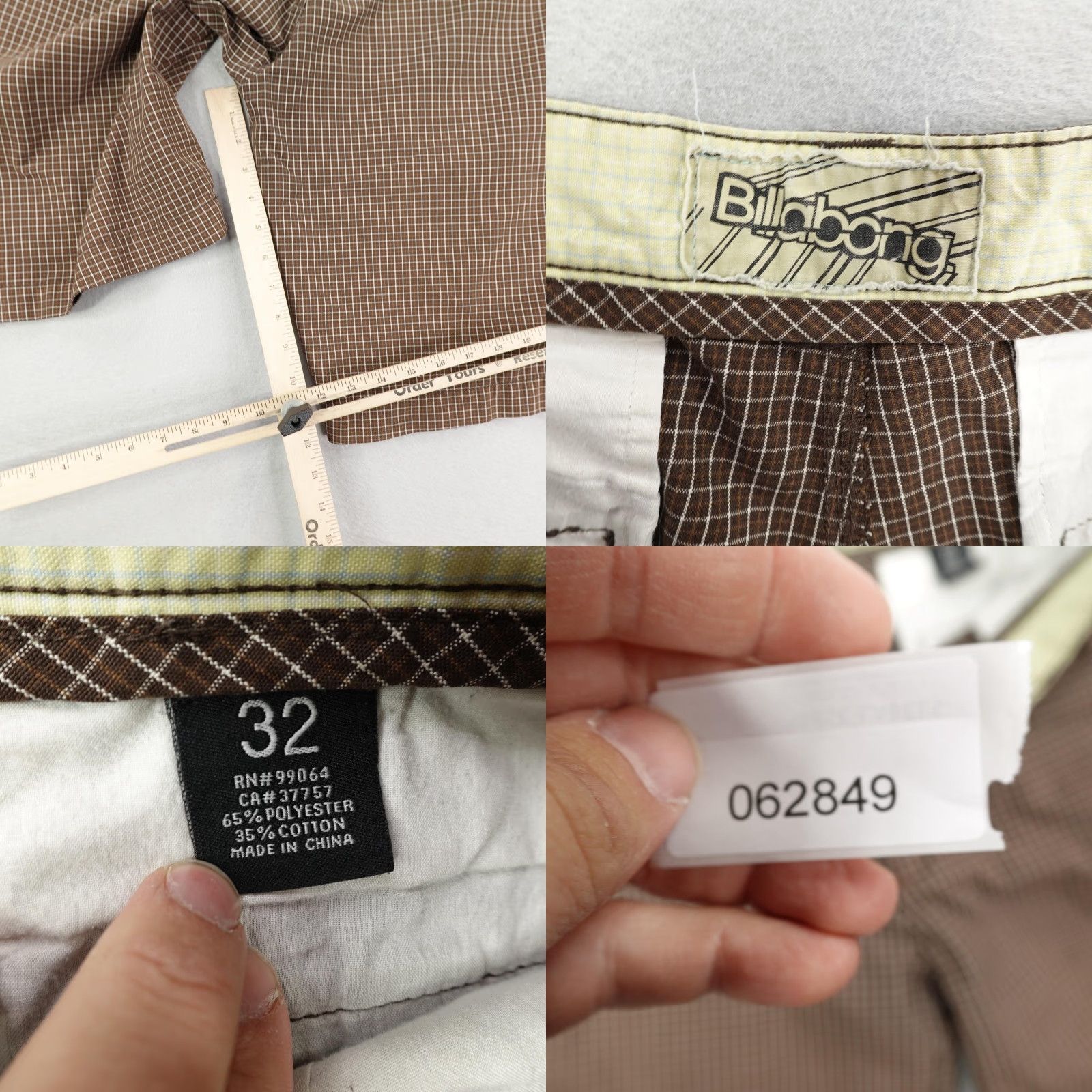 Billabong Billabong Shorts Mens 32 Brown White Plaid Chino Skateboarding Skate Surf Skater Size US 32 / EU 48 - 8 Thumbnail