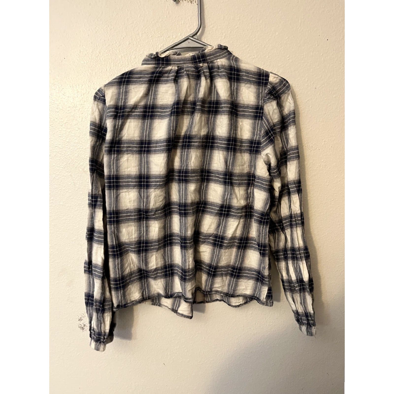 H&M H&M Blouse Plaid Multicolor Long Sleeve Womens Ruffled Crew Button Down Size S Size S / US 4 / IT 40 - 2 Thumbnail
