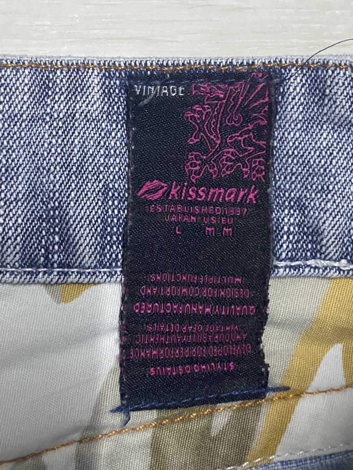Japanese Brand Vintage KissMark Japan Double Knee StoneWash Baggy Jeans Size US 35 - 22 Thumbnail