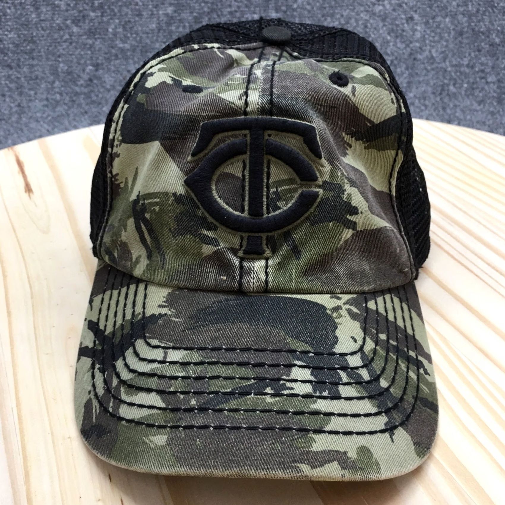Twins 47 Trucker Hat Unisex Brown Camo OS Adjustable Embroidered Logo Minnesota Twins Sports Size ONE SIZE - 2 Thumbnail