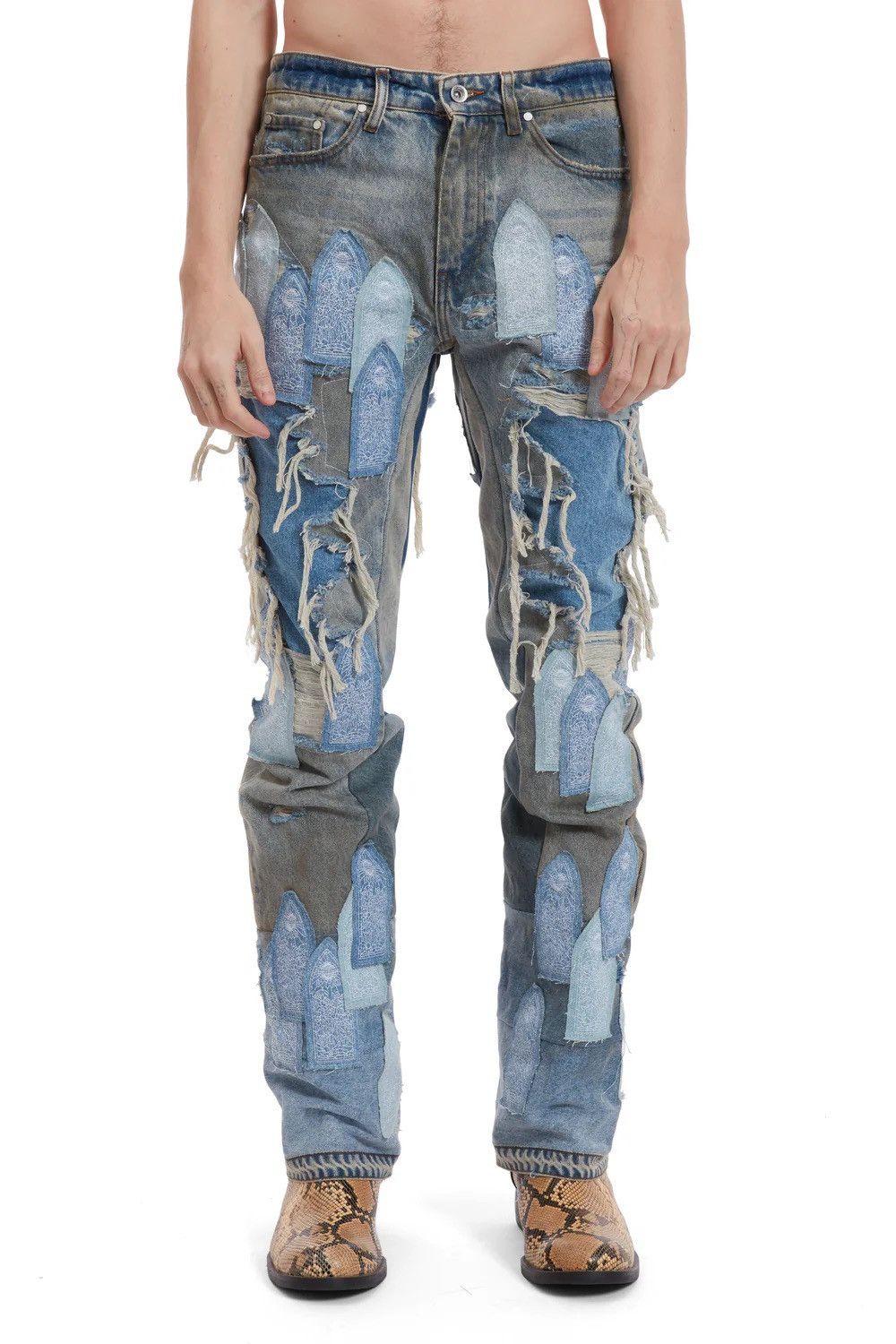 Who Decides War PATCHED ARCH REPAIRED BLOWOUT DENIM Size US 34 / EU 50 - 8 Thumbnail