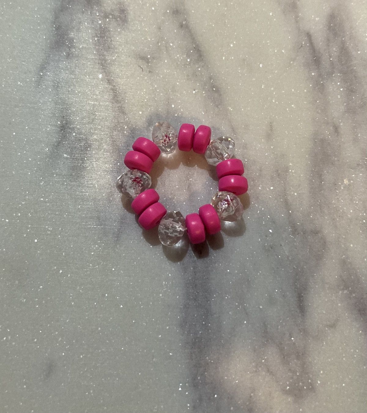 Other Pink and glass gemmed beaded ring Size ONE SIZE - 1 Preview