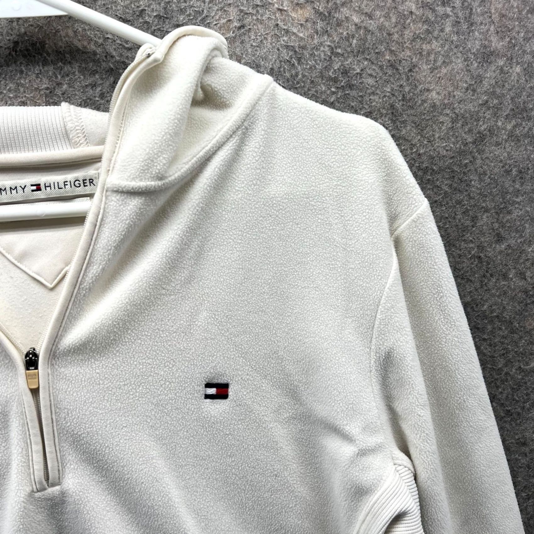 Tommy Hilfiger Tommy Hilfiger Hoodie Womens Large Beige Fleece Full Zip Sweatshirt with Logo Size L / US 10 / IT 46 - 7 Thumbnail