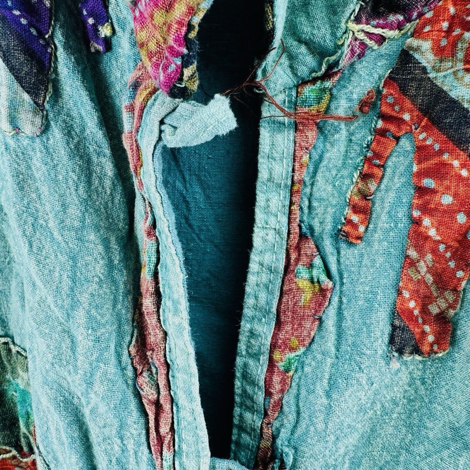 Other Art To Wear Indie Elephant Kimono Blouse Teal Sz L/XL Size XL / US 12-14 / IT 48-50 - 3 Thumbnail