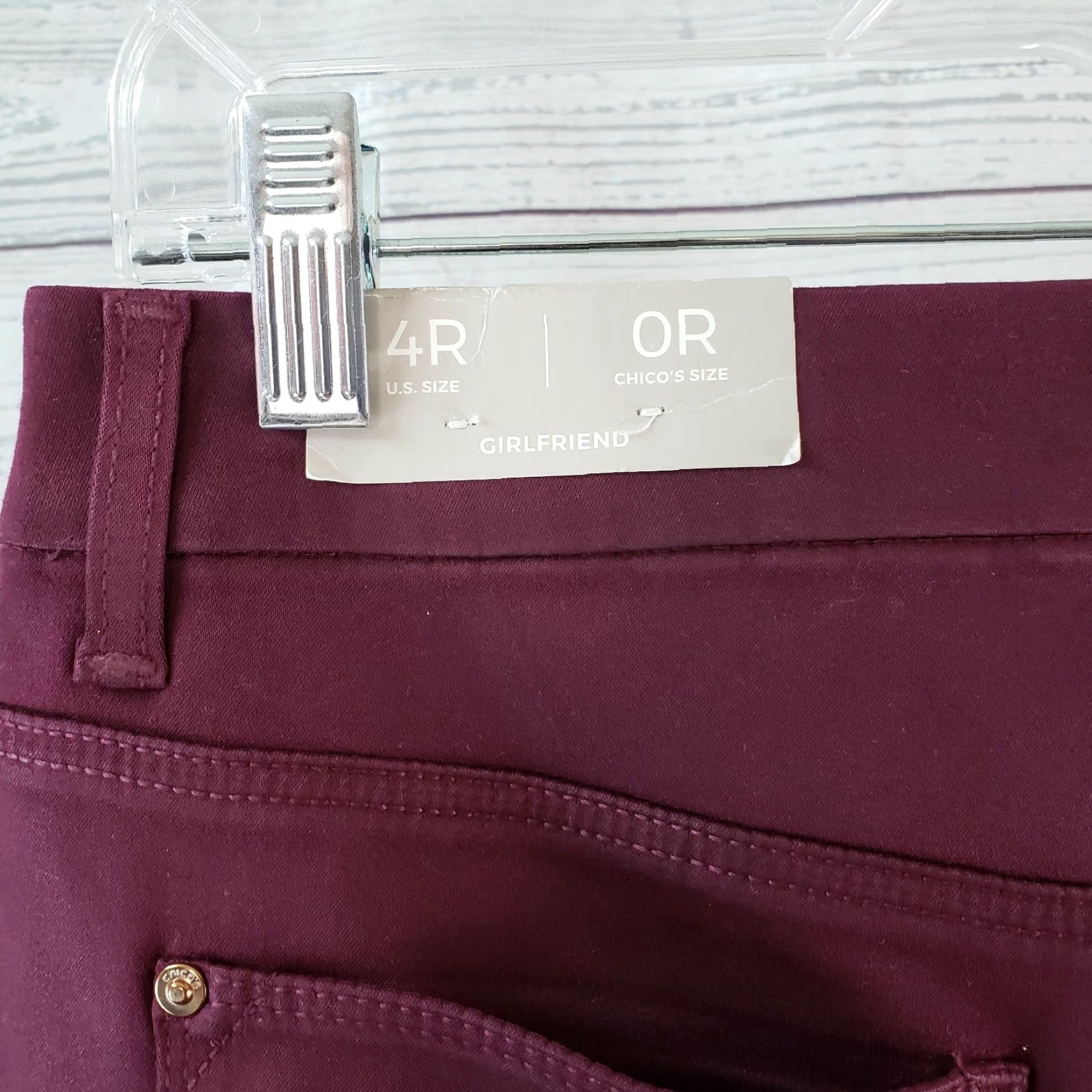 Vintage Chico's Womens Girlfriend Ankle Pants Sz 4 Red Mid Rise Skinny Inseam 27 Zip Rodent? Size 27" / US 4 / IT 40 - 7 Thumbnail