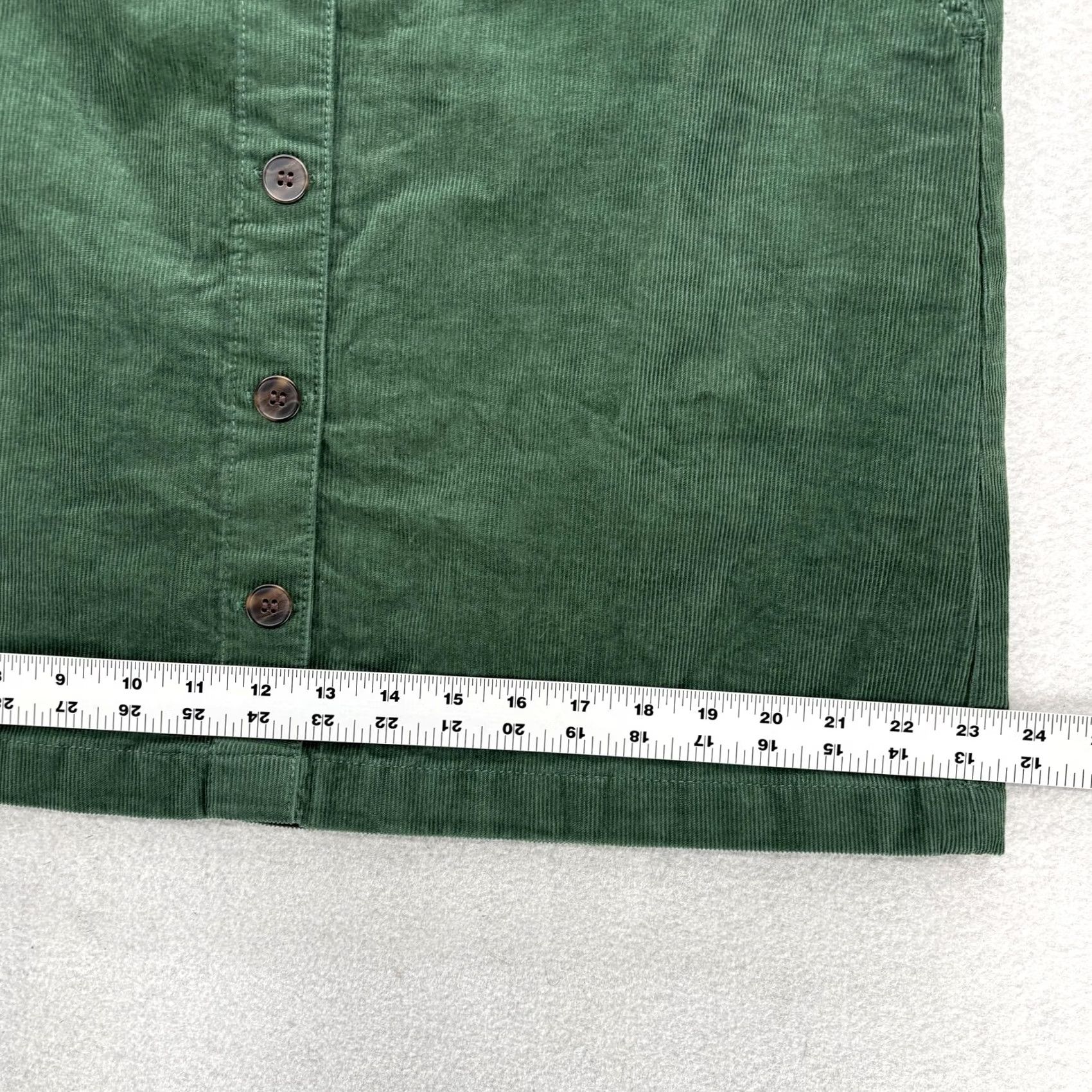 J.Crew J.CREW Skirt Womens 14 Green Corduroy A-Line Short Button Lined Stretch Preppy Size 36" / US 14 / IT 50 - 7 Thumbnail
