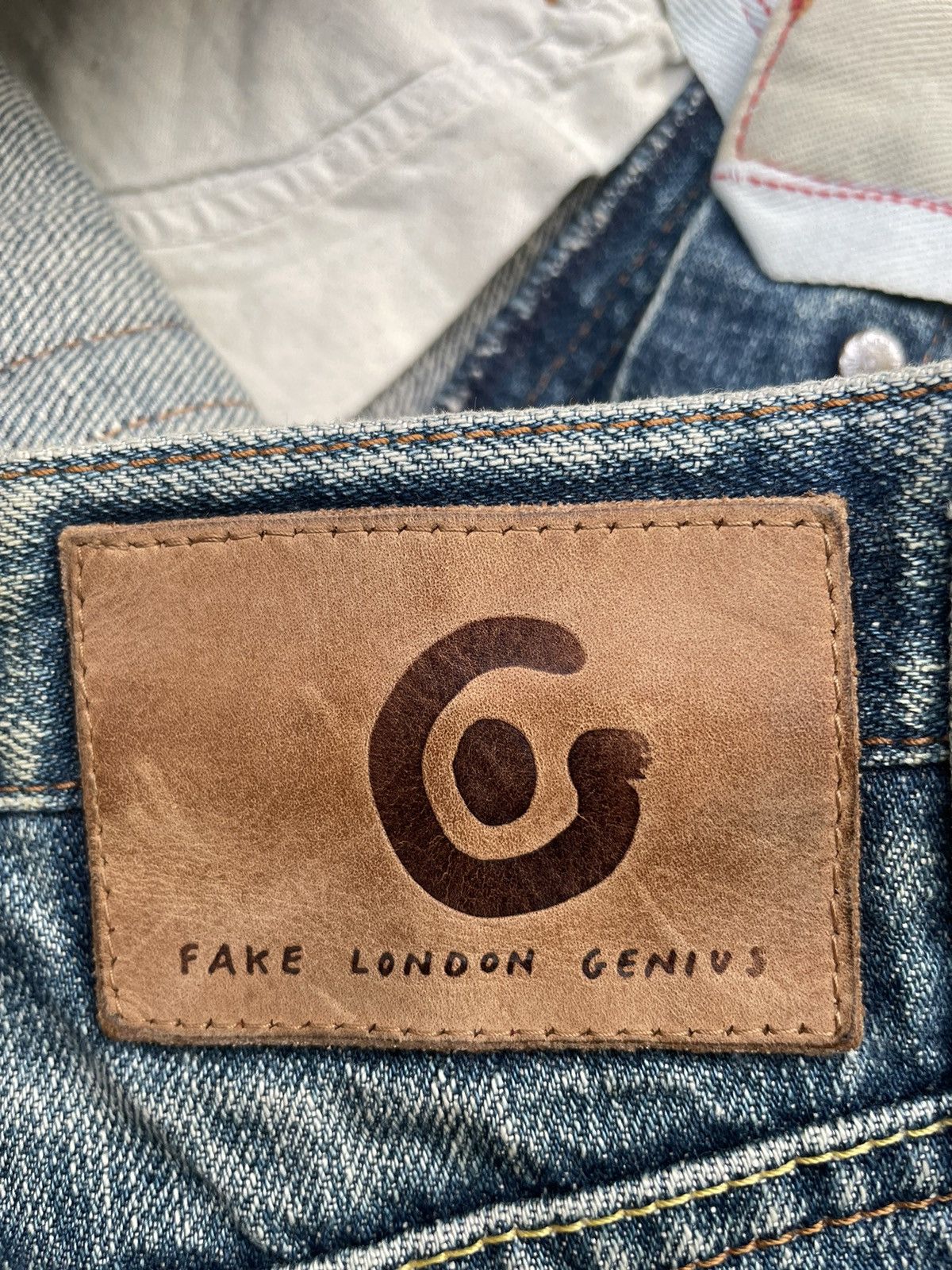 Fake London Genius Fake London Genuis Distresed Denim Size US 33 - 12 Thumbnail