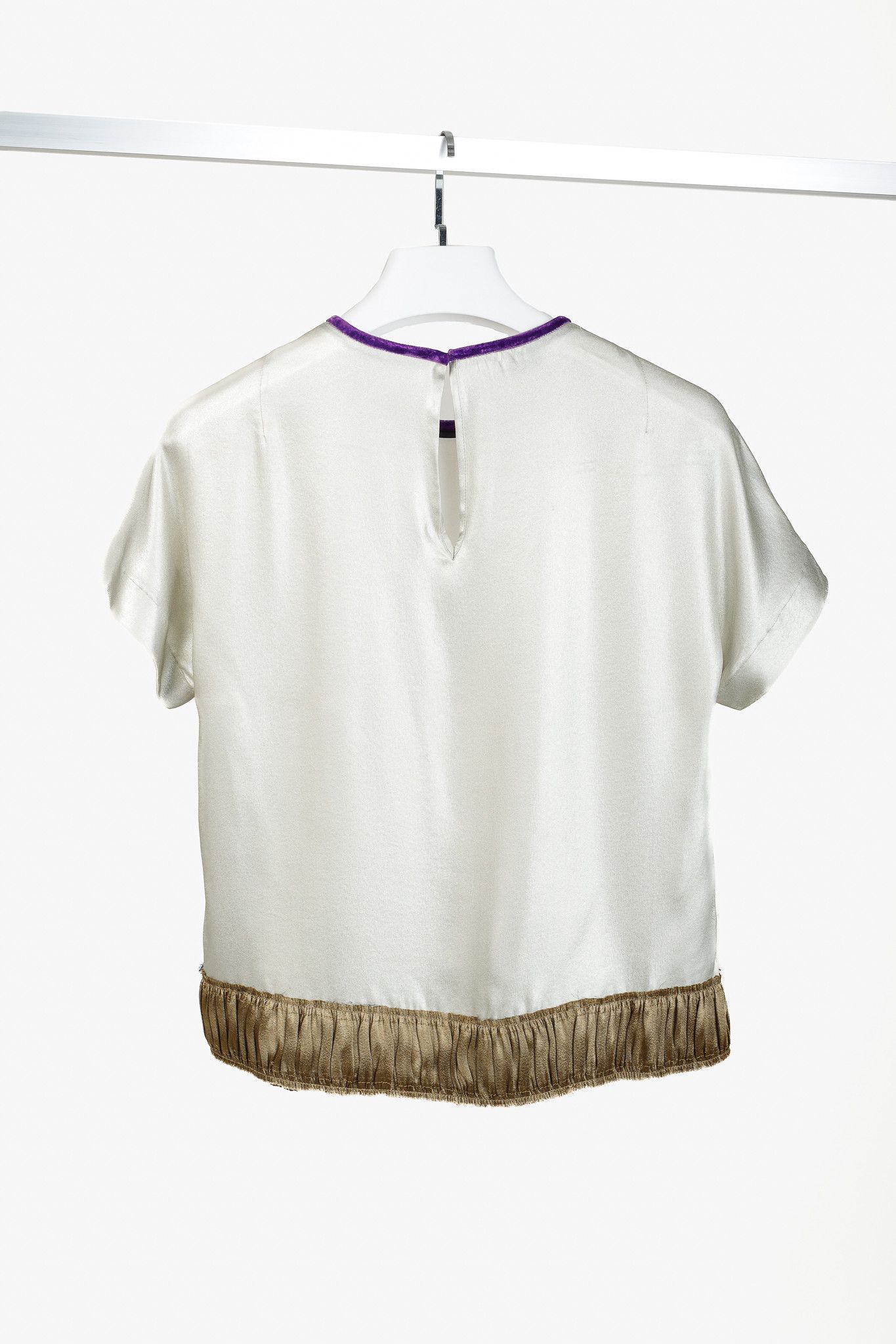 Dries Van Noten Dries Van Noten Champagne Silk Gathered-Hem Blouse Size S / US 4 / IT 40 - 2 Thumbnail