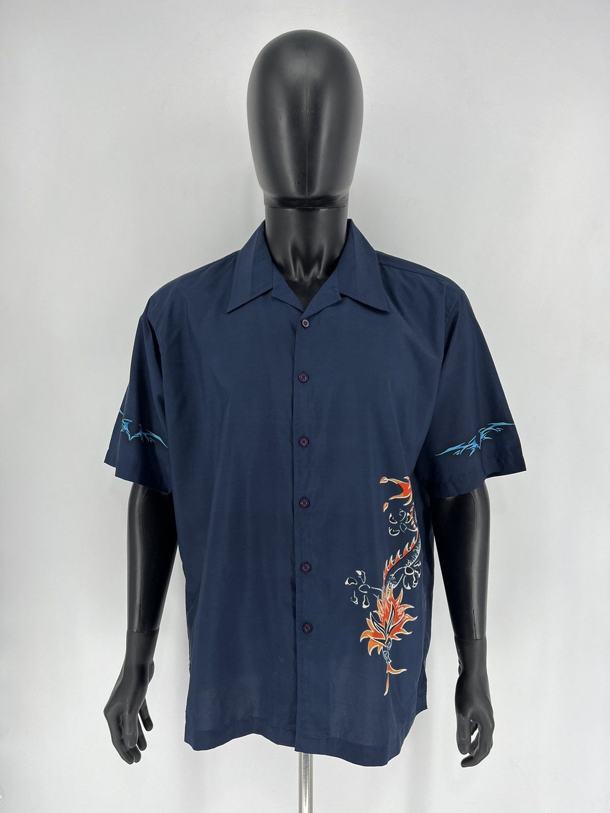 Other Vintage 90s Japanese Dragon Crazy Hawaiian Shirt Size US XL / EU 56 / 4 - 2 Thumbnail