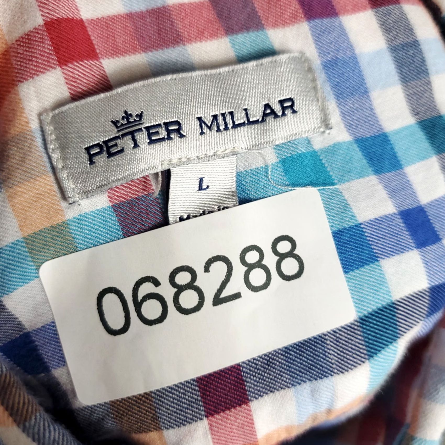 Peter Millar Peter Millar Shirt Mens Large Red Blue Check Button Up Long Sleeve Size US L / EU 52-54 / 3 - 7 Thumbnail
